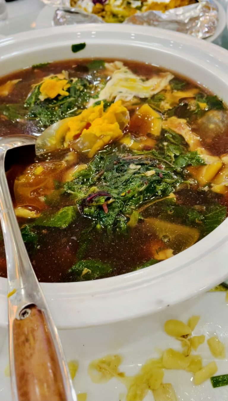 My favourite one 'canh rau den trung bac thao' eaten at Ngoi Sao Hotel, Coc Leu, Lao Cai city
